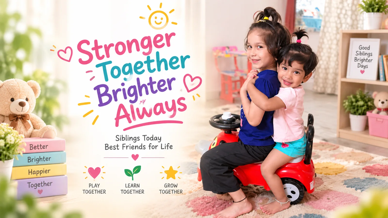 Stronger together, brighter always — siblings and friends learning side by side
