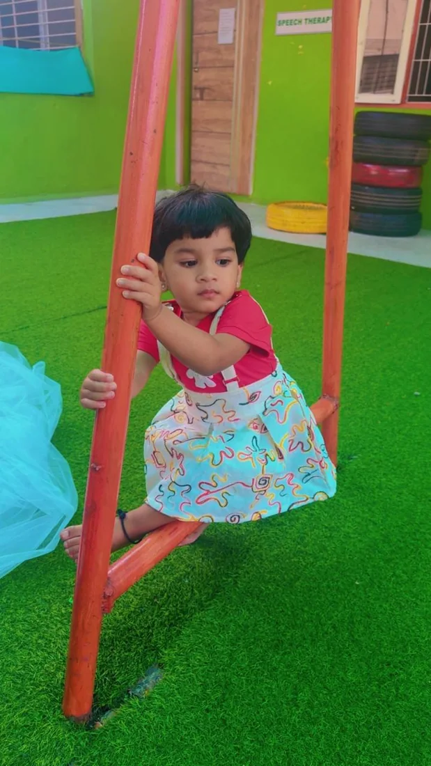 A young child during an early-intervention session